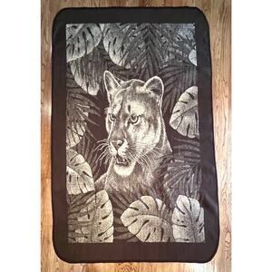 Vintage San Marcos Original Blanket Brown & Tan 86 x 55” Mountain Lion Cougar